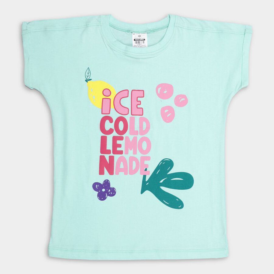 Girl's 100% Cotton T-Shirt , हल्का हरा, large image number null