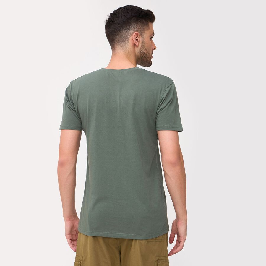 Men's Round Neck Half Sleeves T-Shirt, Dark Green, large image number null