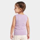 Girls Lilac Cotton Round Neck Sleeveless Vest, लाइलेक, small