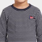 Boys Navy Blue Crew Neck Regular T-Shirt, Navy Blue, small