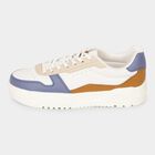 Men's White Lace-Up Colorblocked Sneakers, सफ़ेद, small