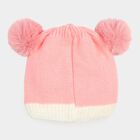 Girls' Pink Pom-Pom Beanie Cap, Light Pink, small