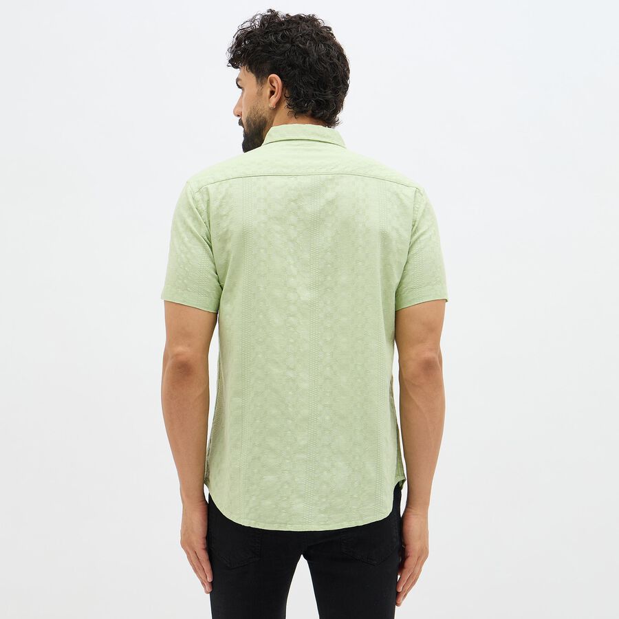 Men's Light Sage Green Cotton Half Sleeve Classic Casual Shirt, Light Green, large image number null