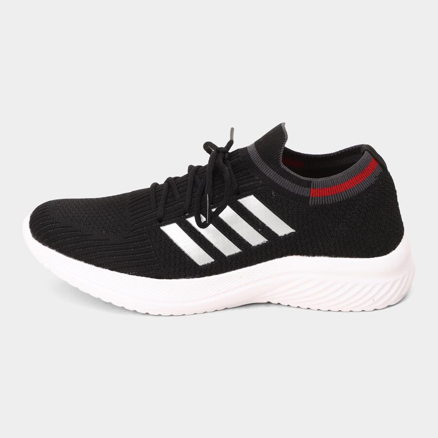 Men's Lace Up Sports Shoes, Black, large image number null