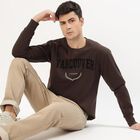 Men's Dark Chocolate Crew Neck Graphic Sweatshirt, Brown, small image number null