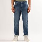 Men's Stonewashed Blue Slim Fit Five-Pocket Jeans, Mid Blue, small image number null