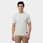 Men's Bright Snow White Round Neck Casual T-Shirt, सफ़ेद, small