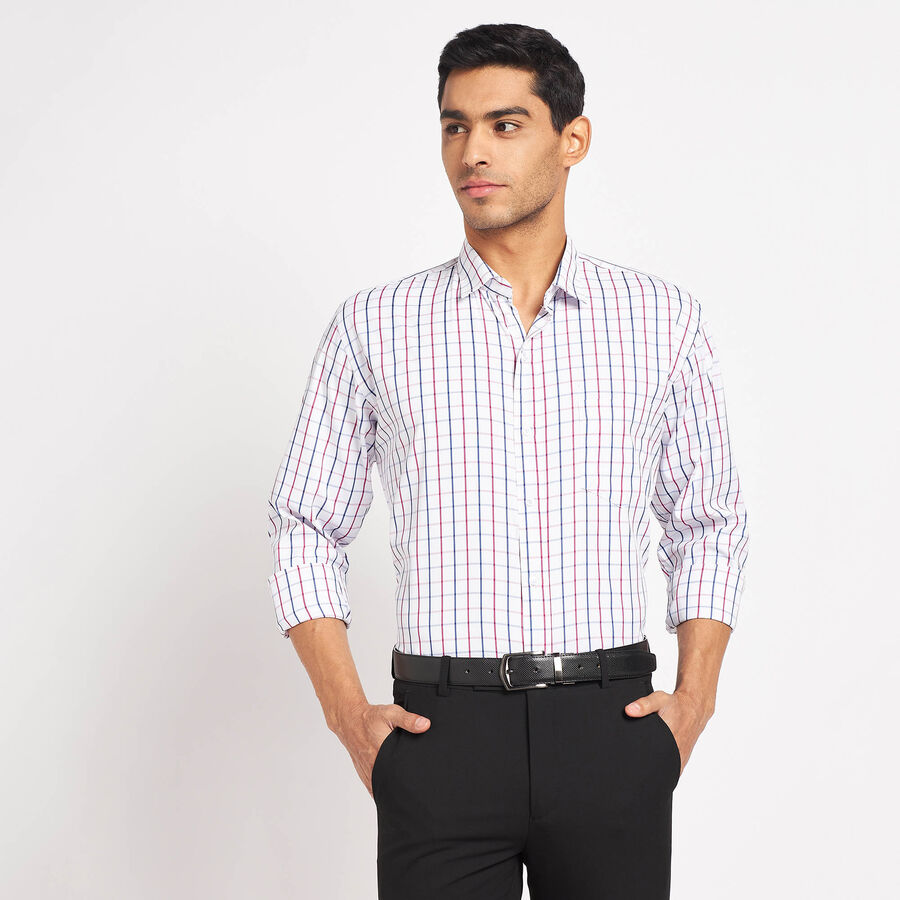 Checks Formal Shirt, White, large image number null