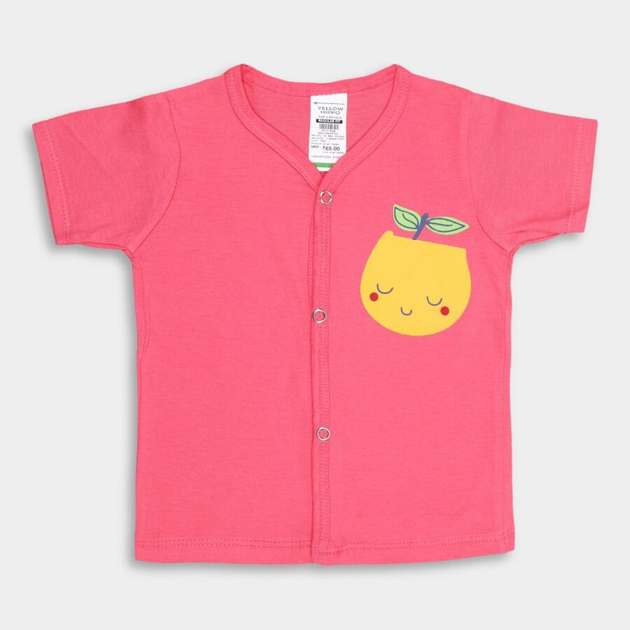 Infants' Cotton T-Shirt, गुलाबी, large image number null