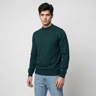 Men's Green Crew Neck Solid Pullover, Dark Green, small