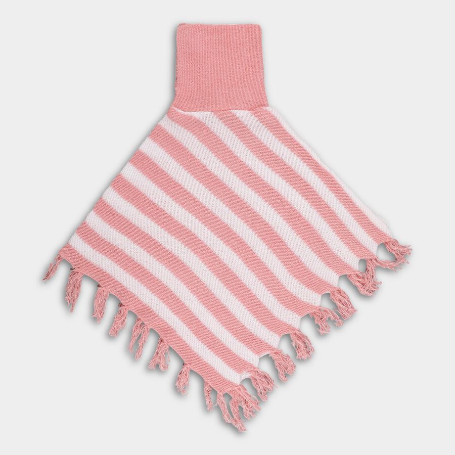 Girls Light Pink High Neck Striped Pullover, Light Pink, large image number null