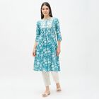 Ladies' 100% Cotton Kurta, Light Blue, small