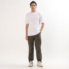 Men's Bright Snow White Round Neck Casual T-Shirt, White, small