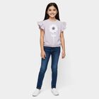 Girls Lilac Round Neck Casual T-Shirt, Lilac, small