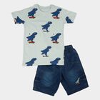 Boys Light Blue 100% Cotton Round Neck Solid Baba Suit, Light Blue, small