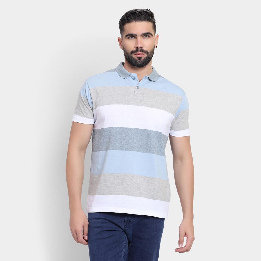 Men's Collared Half Sleeves T-Shirt , Light Blue, large image number null