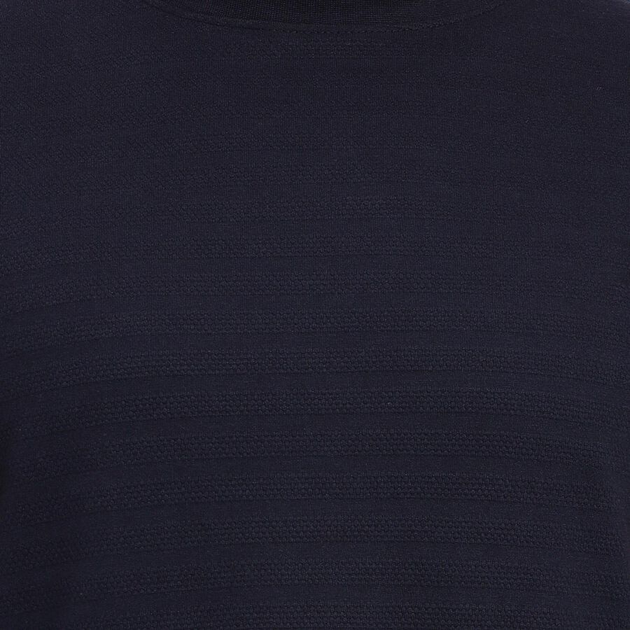 Men's Round Neck Half Sleeves T-Shirt , Navy Blue, large