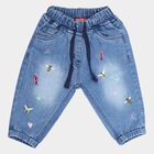 Infants Heavy Wash with Embroidery Rib Waist W Suspende Jogger Fit Jeans, Light Blue, small image number null