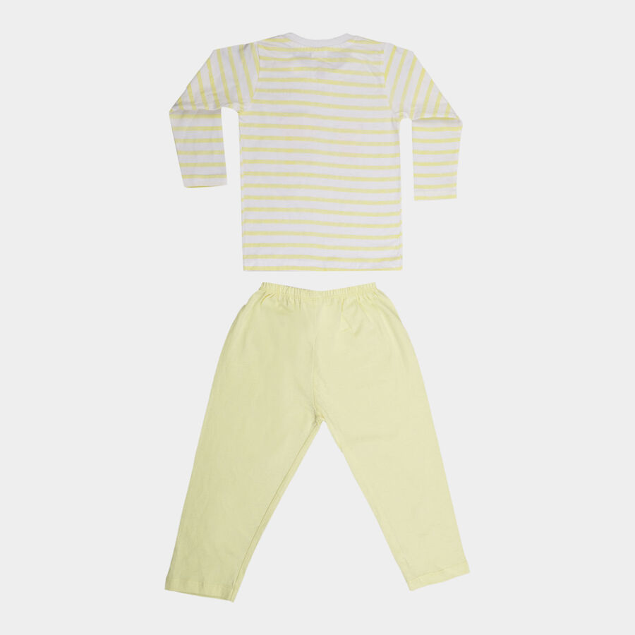 Infants Cotton Stripes Baba Suit, Yellow, large image number null