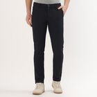 Men's Slim Fit Casual Trousers, Navy Blue, small
