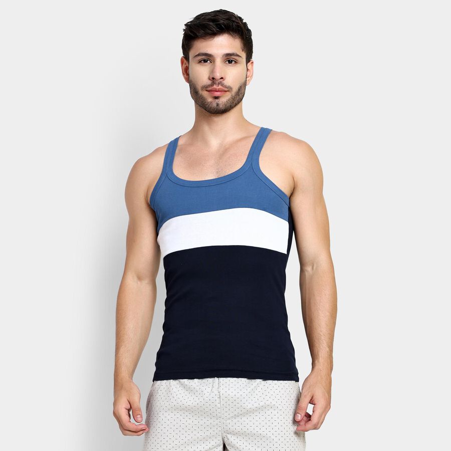 Men's 100% Cotton Gym T-Shirt , Navy Blue, large