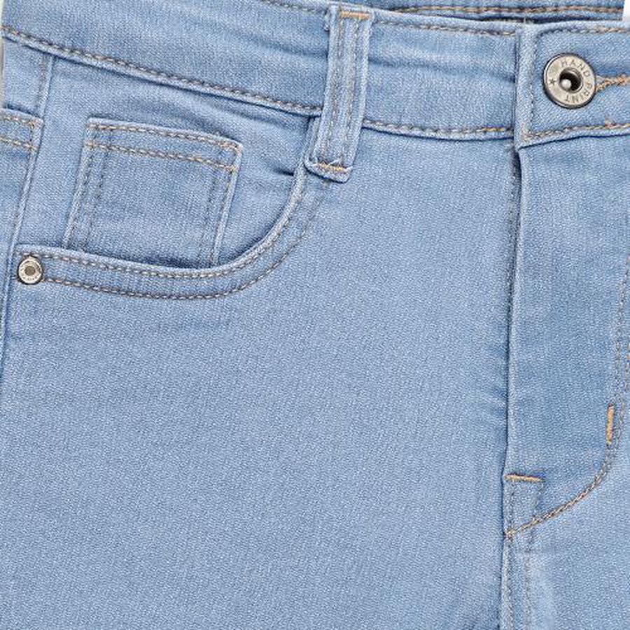 Girls' Light Powder Blue Slim Fit Frayed Hem Jeans, Light Blue, large