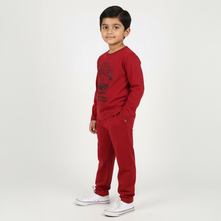 Boys' Maroon Mandarin Collar Solid Baba Suit, Maroon, large image number null