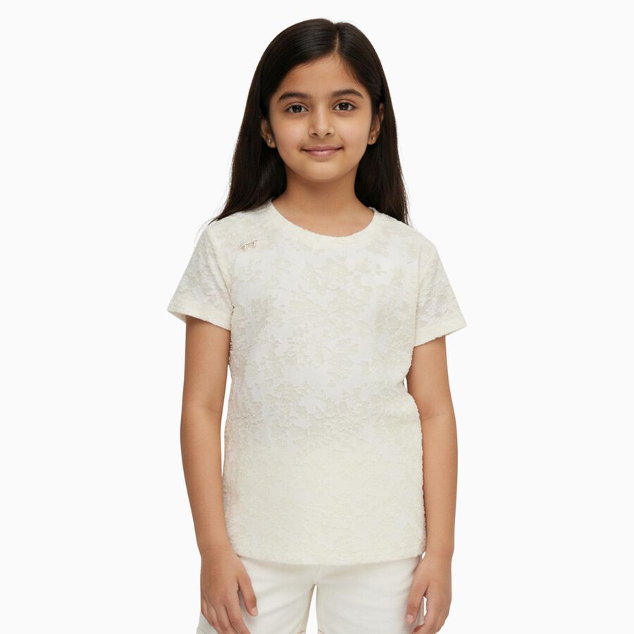 Girls' T-Shirt, ऑफ व्हाइट, large image number null