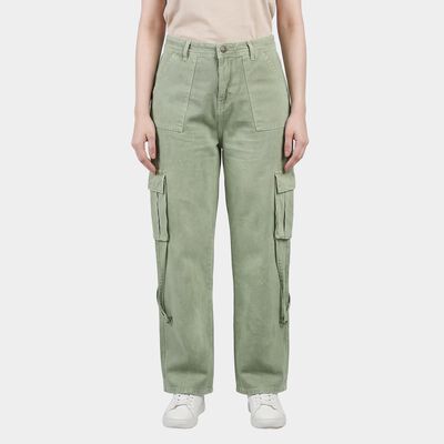 Women's Green Straight Fit High-Rise Jeans