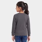Girls Grey Long Sleeve Thermal, चारकोल, small