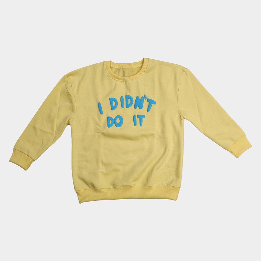 Boys' Yellow Crew Neck Pullover Sweatshirt, पीला, large