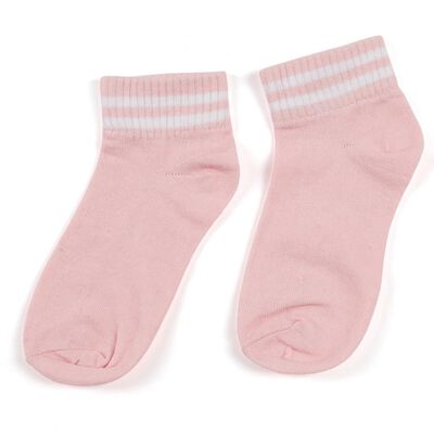 Girls' Light Pink Regular Fit Ribbed Ankle-Length Socks