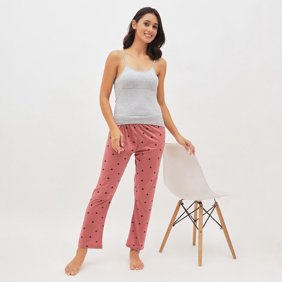 Women's Dusty Rose Floral Printed Elastic Waist Pyjama, गुलाबी, large image number null