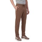 Men's Brown Slim Fit Cotton Blend Track Pants, भूरा, small
