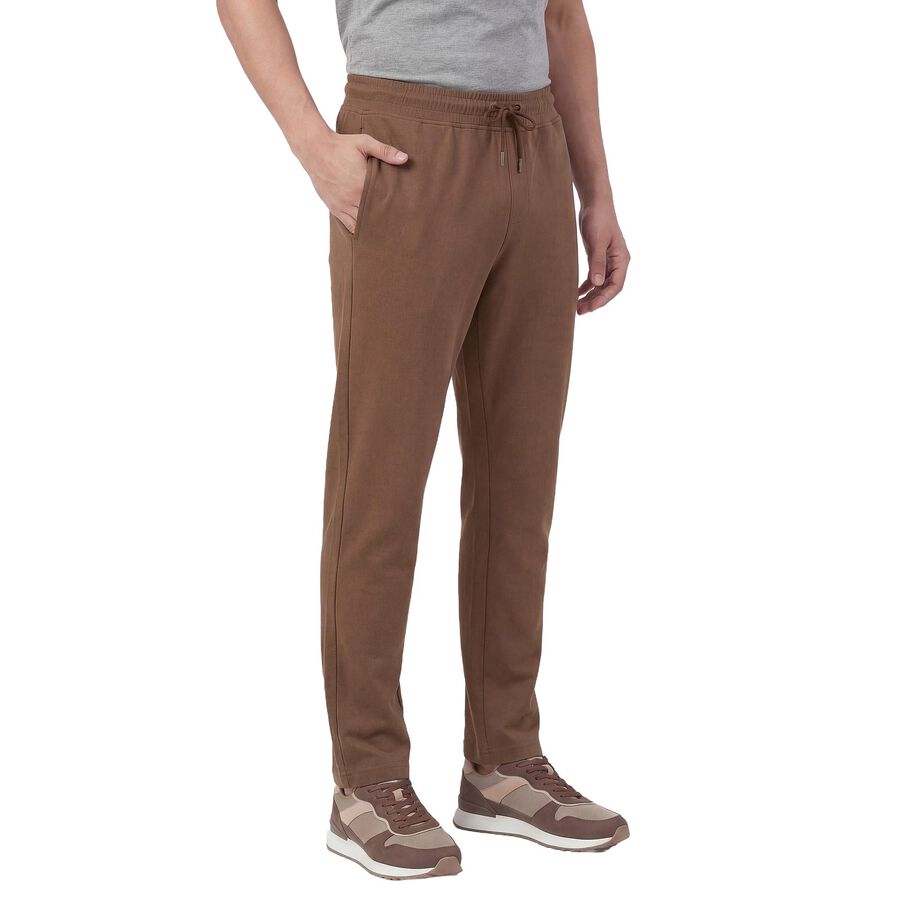 Men's Brown Slim Fit Cotton Blend Track Pants, भूरा, large