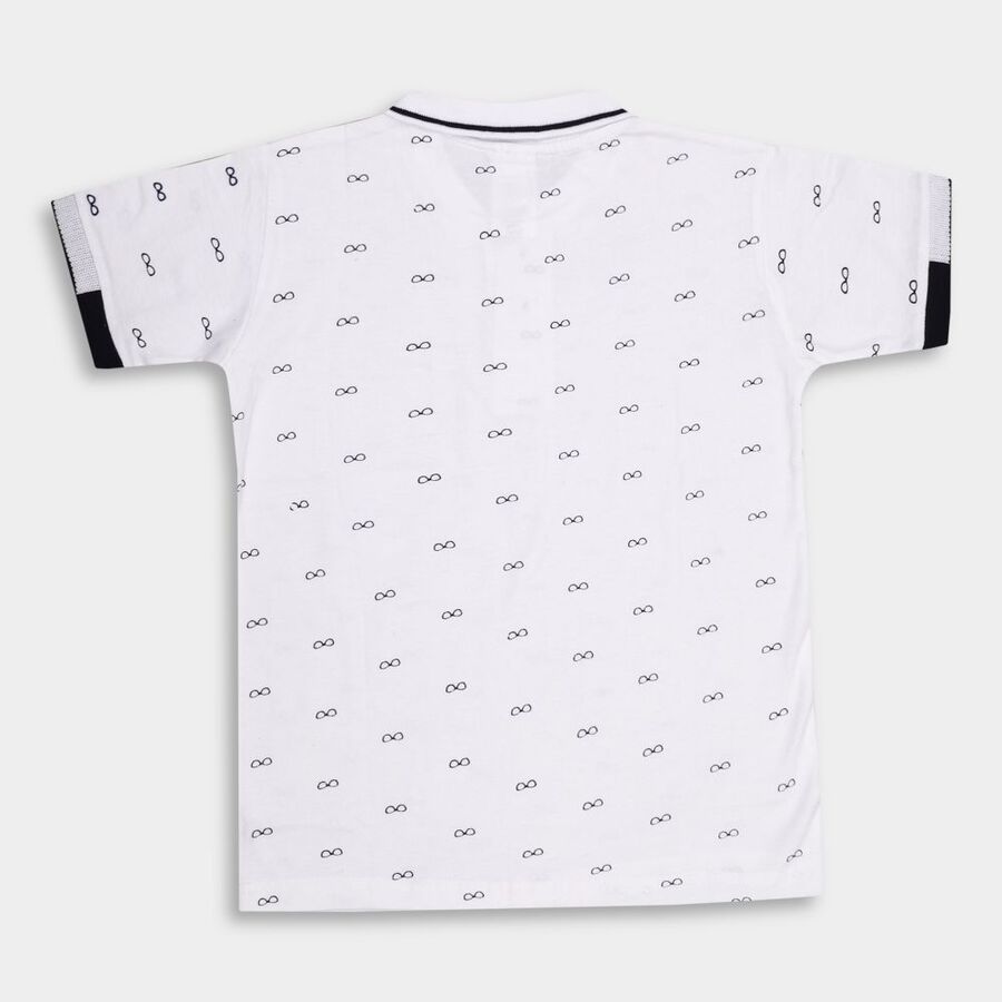 Boys' Cotton Half Sleeves T-Shirt, White, large image number null