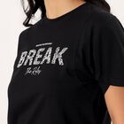 Women's Black Cotton Round Neck Minimalist T-Shirt, Black, small