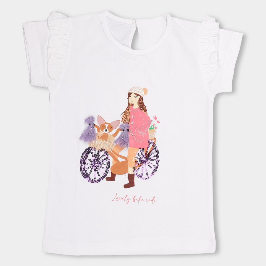 Girls' 100% Cotton T-Shirt, White, large image number null
