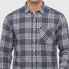 Men's Grey 100% Cotton Long Sleeves Spread Collar Casual Shirt, गहरा ग्रे, small