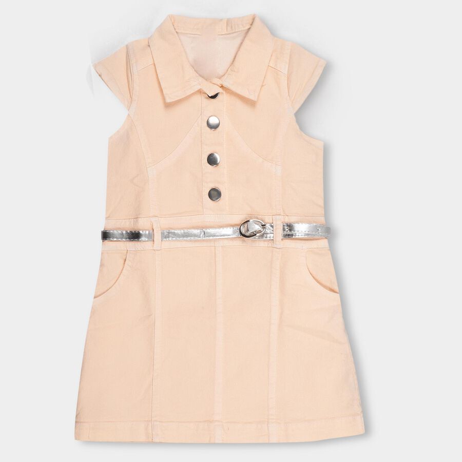 Girls' Frock, पीच, large image number null