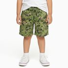 Boys' Muted Olive Green Printed Elastic Waist Bermuda Shorts, Olive, small image number null