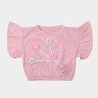 Girls Light Pink Round Neck Casual T-Shirt, Light Pink, small