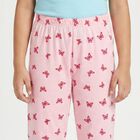 Girls Pink Straight Fit Butterfly Printed Cotton Blend Pyjama, गुलाबी, small