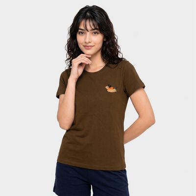 Women's Olive Green Round Neck Regular T-Shirt