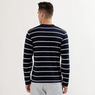 Men's Deep Midnight Navy Blue Crew Neck Casual Full Sleeve T-Shirt , Navy Blue, small image number null
