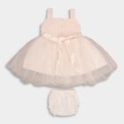 Infants' Soft Peach Lace Bodice Party Wear Frock, Light Pink, small
