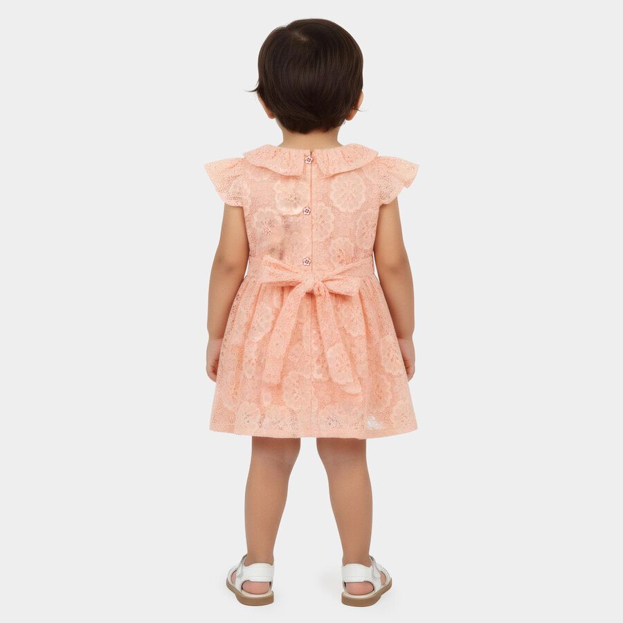 Infants' Peach Sleeveless Casual Frock, Peach, large