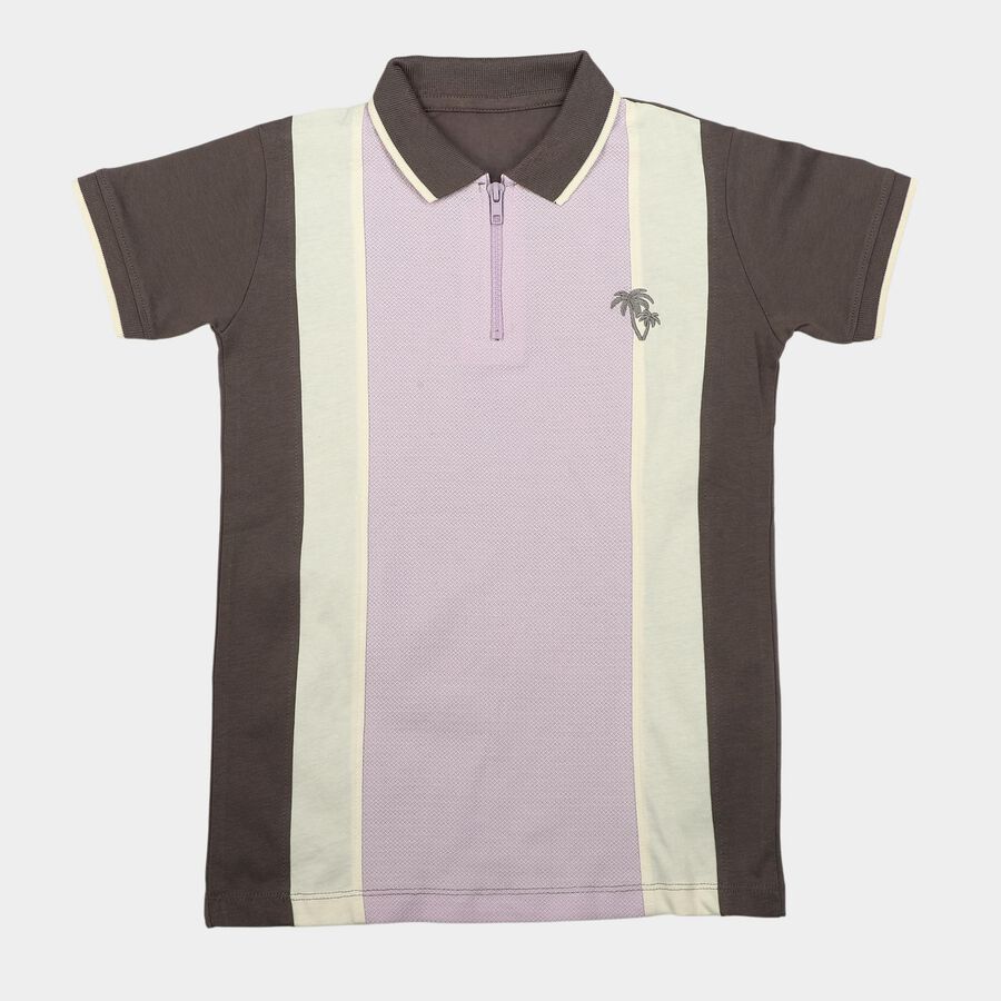 Boys Lilac Cotton Polo Neck Polo Boys T-Shirt, Lilac, large