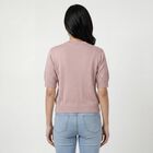 Women's Pink Cotton Round Neck Minimalist Top, गुलाबी, small