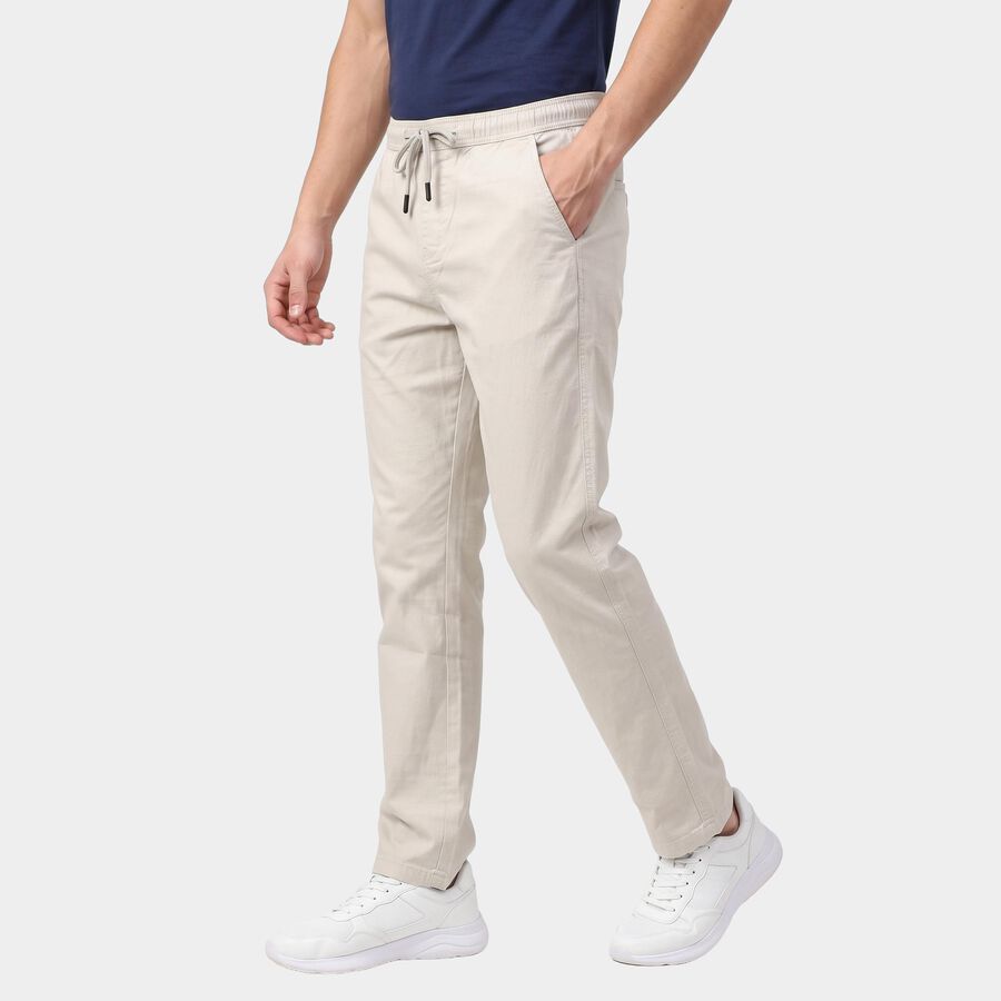 Men's Silver Slim Fit Drawstring Chino Trousers, Silver, large